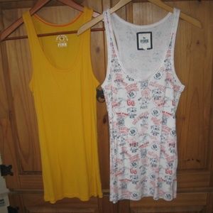 VS PINK Yello White Graphic Tank Top Lot Large